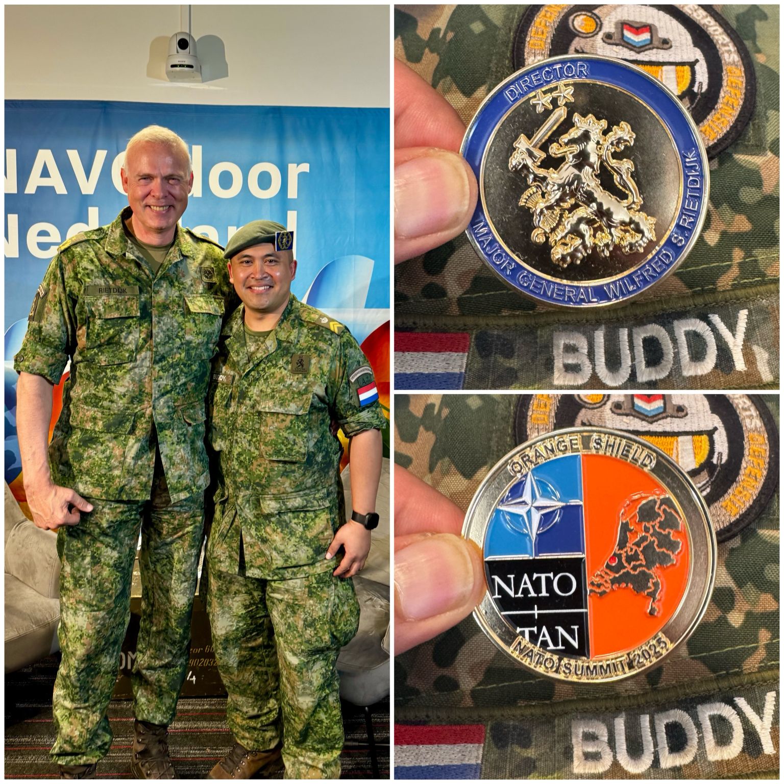 Afgelopen zaterdag na de NAVO Esports Finale heb ik van Generaal-Majoor Wilfred Rietdijk een Director’s Coin ontvangen voor mijn ondersteuning aan diverse evenementen rondom de NAVO top. Stiekem trots!

[Alt-tekst in foto]
 
#defensie #dosco #clas #dcpl #werkenbijclas #koninklijkelandmacht #landmacht #werkenbijdefensie #buddybijdefensie #buddy #verbindingdienst #verbindelaar #defensieinclusief #diversiteit #inclusie #esportsdefensie #navo #samensterker