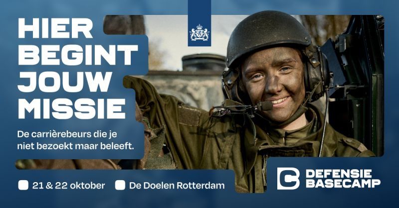 Zie ik jou tijdens Base Camp in de Doelen Rotterdam? Ik ben beide dagen aanwezig en mag op de 21ste om 10:15 uur en om 15:15 uur een algemene Defensie voorlichting geven. Deze zal in studio 8 plaatsvinden. Ben je op locatie stuur me dan een app/PB/PM, tot dan!
 
Voor meer info en/of inschrijven via https://lnkd.in/eCfuqeHa
 
[Alt-tekst in foto]

#defensie #dosco #clas #dcpl #werkenbijclas #koninklijkelandmacht #landmacht #werkenbijdefensie #buddybijdefensie #buddy #verbindingdienst #verbindelaar #defensieinclusief #diversiteit #inclusie