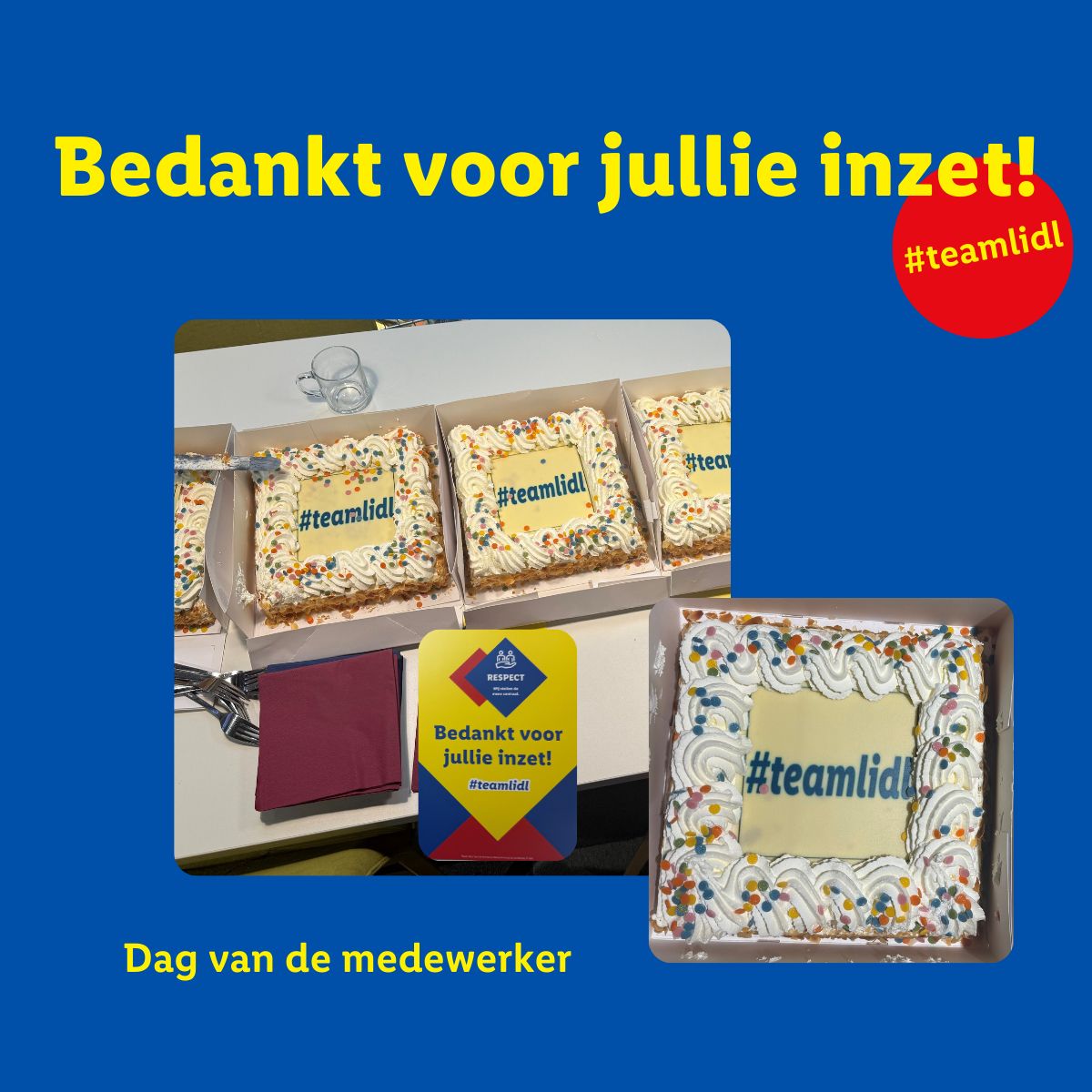 Wat ontzettend leuk om al onze 20.000 Lidl Nederland collega's in het zonnetje te zetten vandaag. Geniet van de #teamlidl taart! 🥧 