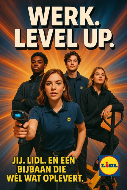 ❤️💛💙 𝗡𝘂 𝗶𝗻 𝗮𝗹𝗹𝗲 𝗳𝗶𝗹𝗶𝗮𝗹𝗲𝗻… 📢
🎬 𝗪𝗘𝗥𝗞. 𝗟𝗘𝗩𝗘𝗟 𝗨𝗣.



𝗦𝘁𝗮𝗽 𝗶𝗻 𝗱𝗲 𝘀𝗽𝗼𝘁𝗹𝗶𝗴𝗵𝘁. 𝗦𝗰𝗮𝗻 𝗷𝗲𝘇𝗲𝗹𝗳 𝗻𝗮𝗮𝗿 𝘀𝘂𝗰𝗰𝗲𝘀.
Vier jonge helden. Eén missie: #groeien, #verdienen en #skills ontwikkelen die ertoe doen.

Bij Lidl Nederland is een #bijbaan geen bijzaak.
Het is jouw eerste stap naar iets groters. Flexibele uren, goed #salaris 💶, een hecht #team 💪🏻 én doorgroeimogelijkheden waar je écht iets aan hebt.

Jij. #Lidl. En een bijbaan die wél wat oplevert 🫶🏻
Ben jij klaar voor de #hoofdrol in je eigen #carrière?

𝗦𝗼𝗹𝗹𝗶𝗰𝗶𝘁𝗲𝗲𝗿 𝘃𝗮𝗻𝗱𝗮𝗮𝗴 𝗻𝗼𝗴
Jouw avontuur begint nu.
Alle vacatures van Lidl regio #Rotterdam en #Utrecht 👇🏻

https://lnkd.in/eQtm_X3F



#Lidl #Bijbaan #LevelUp #Vacature #WerkenBijLidl #CarrièreStart #Assistent #Supermarktmanager #Teamwork #vacature #werk