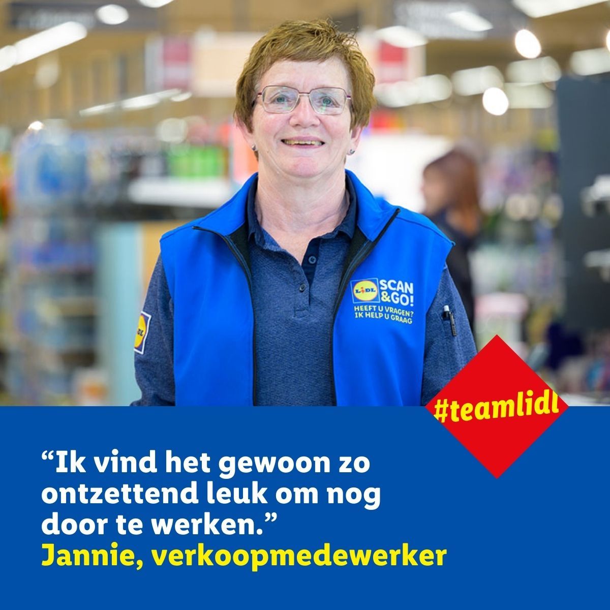 Jannie (68) werkt al 16 jaar met plezier bij Lidl. Ook na haar AOW wilde ze niet stoppen. Dankzij goed overleg en flexibiliteit werkt ze nu nog steeds met veel enthousiasme in de winkel. Haar verhaal laat zien hoe waardevol medewerkers zoals Jannie zijn. Voor klanten én collega’s. ❤️💛💙

👉 Lees het hele verhaal van Jannie via de link in comments.

#teamlidl #werkenbijlidl #verkoopmedewerker
