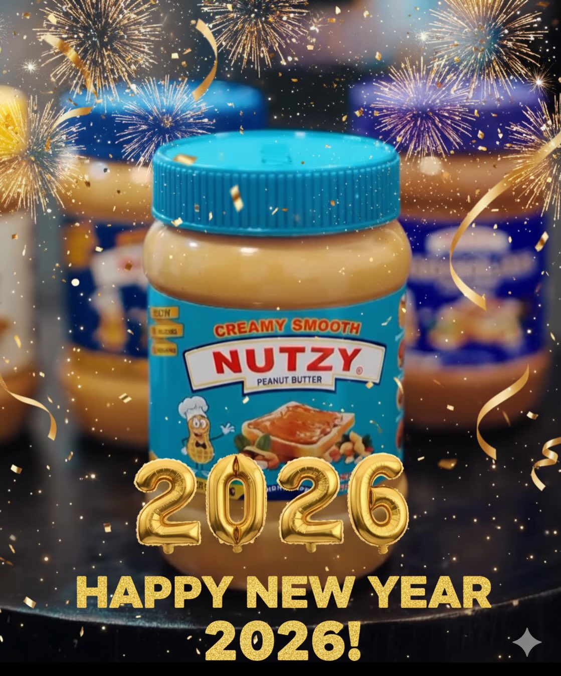 Welcome to 2026 🎉🎊
Here’s to more creamy moments ahead 🥂
Happy New Year from Nutzy

#newyear #nutzy #peanutbutterlover