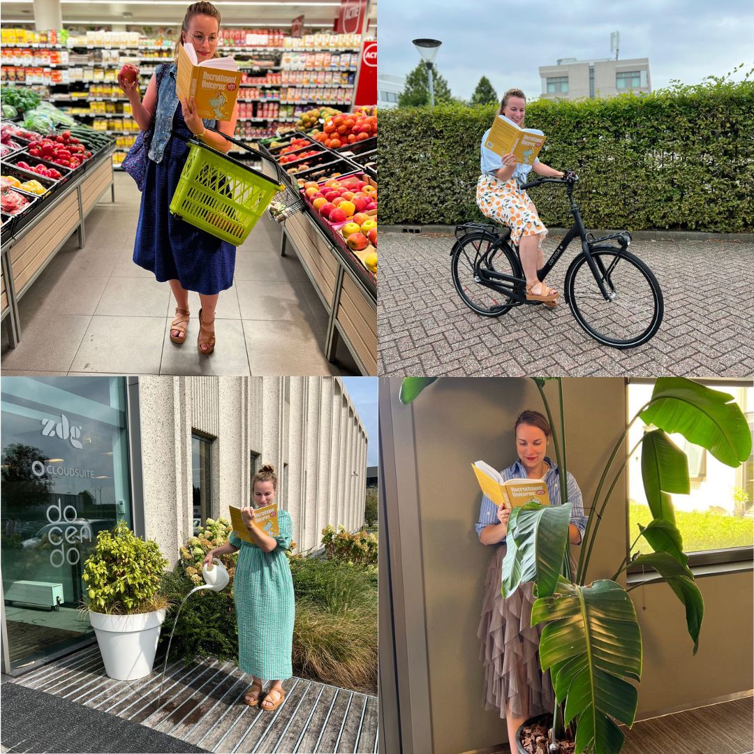 In de wereld van recruitment is zelfs een 🦄 nooit helemaal bij!
Blijf up-to-date en houd die magische voorsprong 🌈. 

Op zoek naar nieuwe inzichten? Recruitment Unicorns laat me niet meer los, zelfs niet op de gekste plekken:

🛒In de supermarkt, tussen de groente en het fruit 
🚴‍♀️Op de fiets, altijd in beweging 🚴‍♀️
🌱Buiten in de tuin (waar mijn planten helaas droog blijven) 
☀️En zelfs op een zomerse bestemming, want inspiratie kent geen vakantie! 

𝑯𝒆𝒃 𝒋𝒊𝒋 𝒏𝒐𝒈 𝒆𝒆𝒏 𝒈𝒐𝒆𝒅𝒆 𝒃𝒐𝒆𝒌𝒆𝒏𝒕𝒊𝒑, 𝒆𝒏 𝒘𝒂𝒕 𝒊𝒔 𝒋𝒐𝒖𝒘 𝒇𝒂𝒗𝒐𝒓𝒊𝒆𝒕𝒆 𝒍𝒆𝒆𝒔𝒑𝒍𝒆𝒌?

#Samengroeien #Recruitmentunicorns #Recruiteronthego