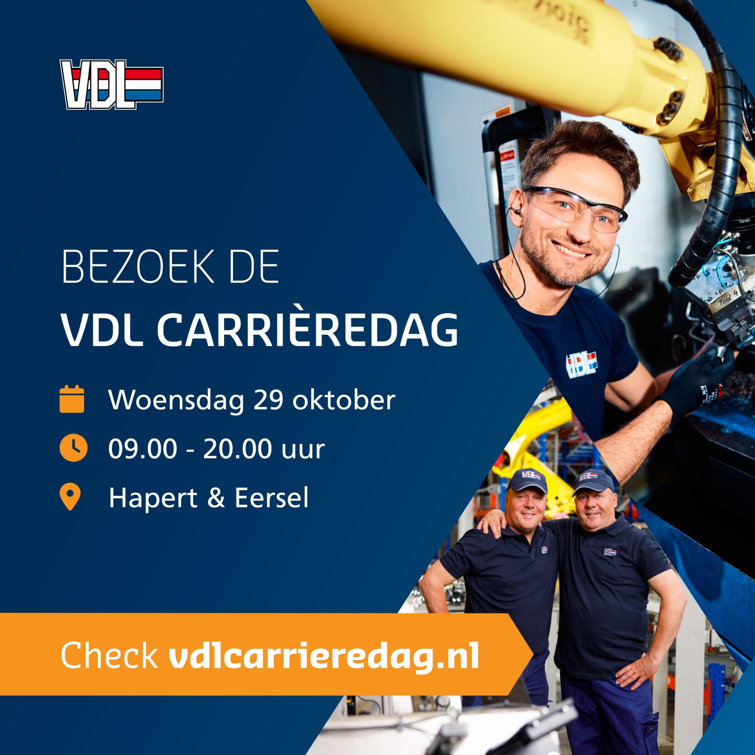 Ben jij benieuwd naar wat VDL voor jouw carrière kan betekenen? Kom op 29 oktober langs bij de VDL Carrièredag! 

Ontdek onze nieuwste locatie aan de Diamantweg 50 in Hapert en maak kennis met het team van VDL TIM Hapert.

Zien we je daar? 👋

#VDL #Carrièredag #VDLTIMHapert #WerkenbijVDL