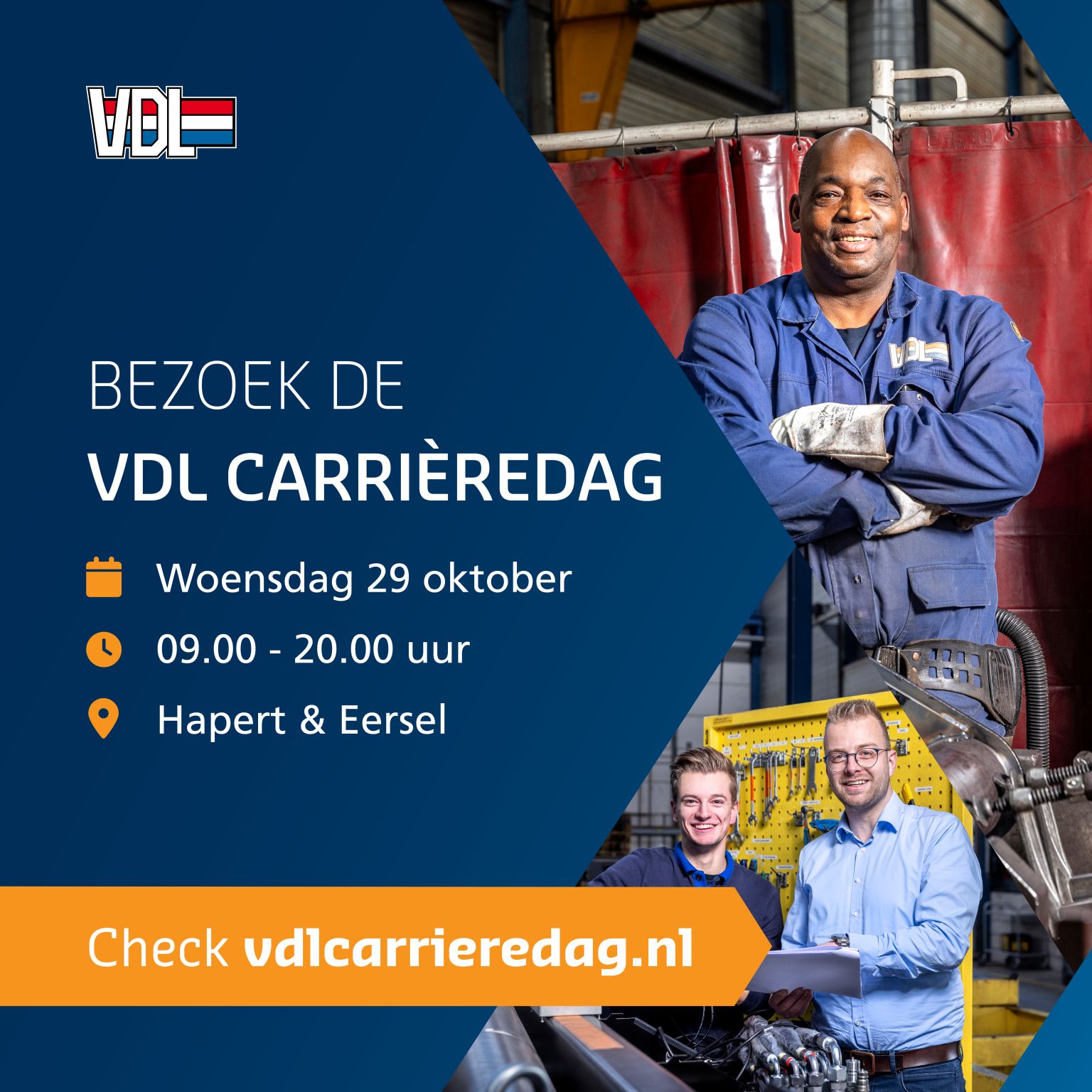 𝐎𝐧𝐭𝐝𝐞𝐤 𝐣𝐨𝐮𝐰 𝐭𝐨𝐞𝐤𝐨𝐦𝐬𝐭 𝐛𝐢𝐣 𝐕𝐃𝐋! 🚀
Tijdens de VDL Carrièredag openen 9 VDL-bedrijven in Hapert en Eersel hun deuren. Loop vrijblijvend binnen, sluit aan bij een rondleiding én ontdek welke carrièremogelijkheden VDL voor jou heeft.

 📅 Woensdag 29 oktober
 🕒 9.00 – 20.00 uur
 📍 Hapert & Eersel

Of je nu starter bent, een ervaren vakman of gewoon nieuwsgierig – iedereen is welkom! Kom langs, stel je vragen en ervaar hoe het is om te werken bij VDL.

👉 Meer info & aanmelden: www.vdlcarrieredag.nl

#VDLCarrieredag #WerkenBijVDL #DeKrachtvanVDL